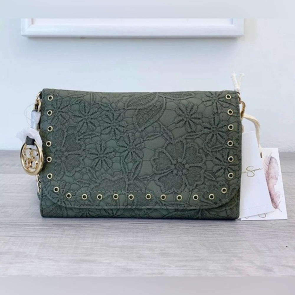 JESSICA SIMPSON Gloria Lace Wallet on a String - Loden Green